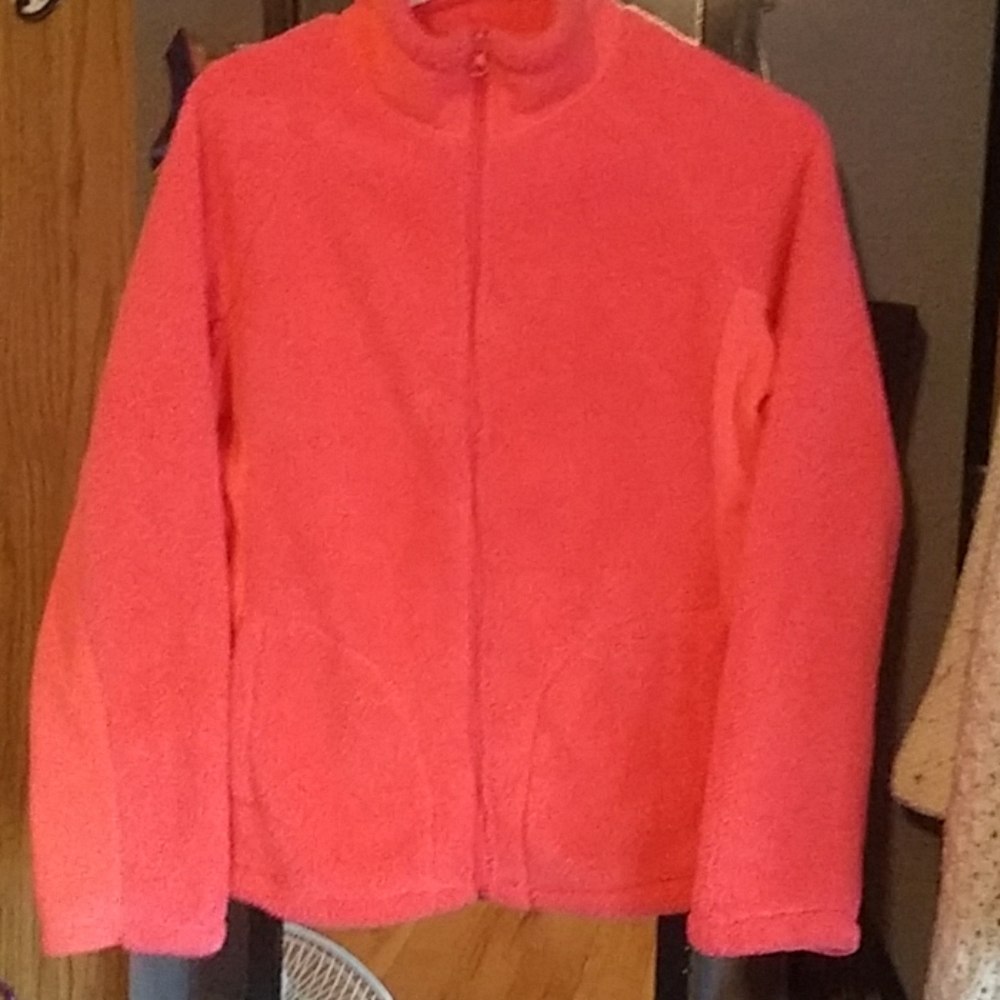 Fluorescent orange an pink fleece jacket